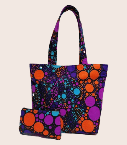 Sac Fourre-Tout avec Pochette en Imprimé Africain